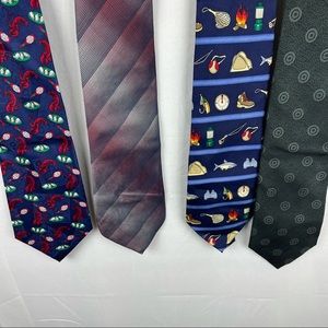 Lot of 4 Mixed silk tie business & entertainment Paris Rochas Pierre Balmain